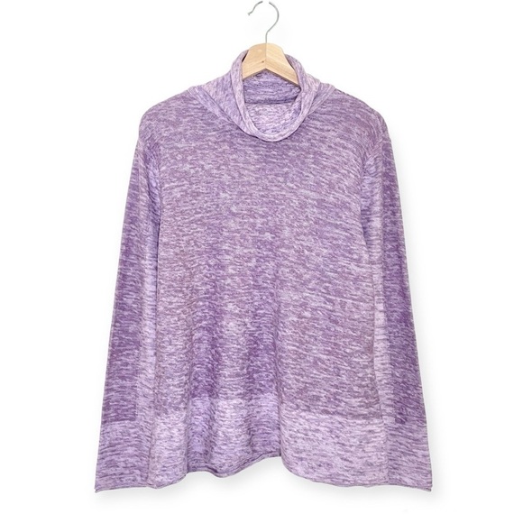 NWT J. Jill Heather Soft Lavender Marled Cotton Turtleneck Sweater XL - Picture 1 of 10